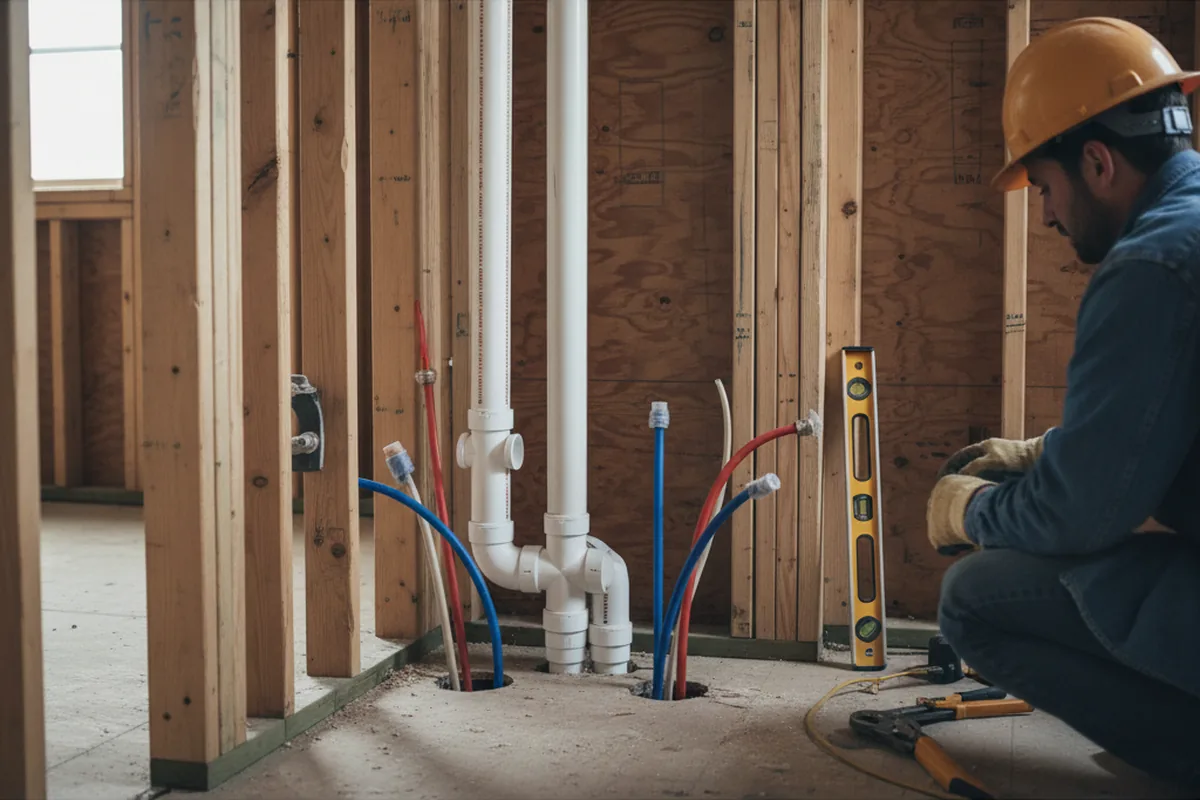 Drain and supply rough-in during Drain Cleaning in New Concord
